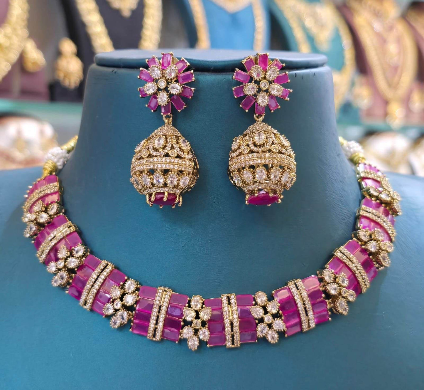 Victorian Polish with AD Stones Necklace - Nakshatra Jewels