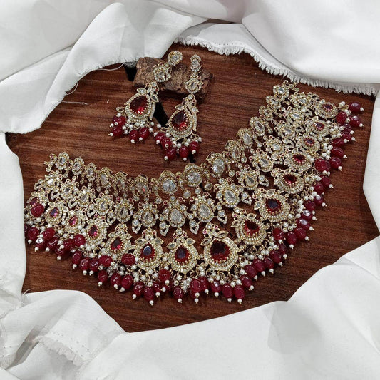 Victorian Polish with AD Stones Bridal Choker - Nakshatra Jewels