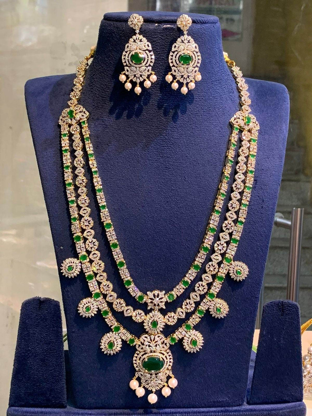 American Diamond Stones Bridal Layer Haram - Nakshatra Jewels