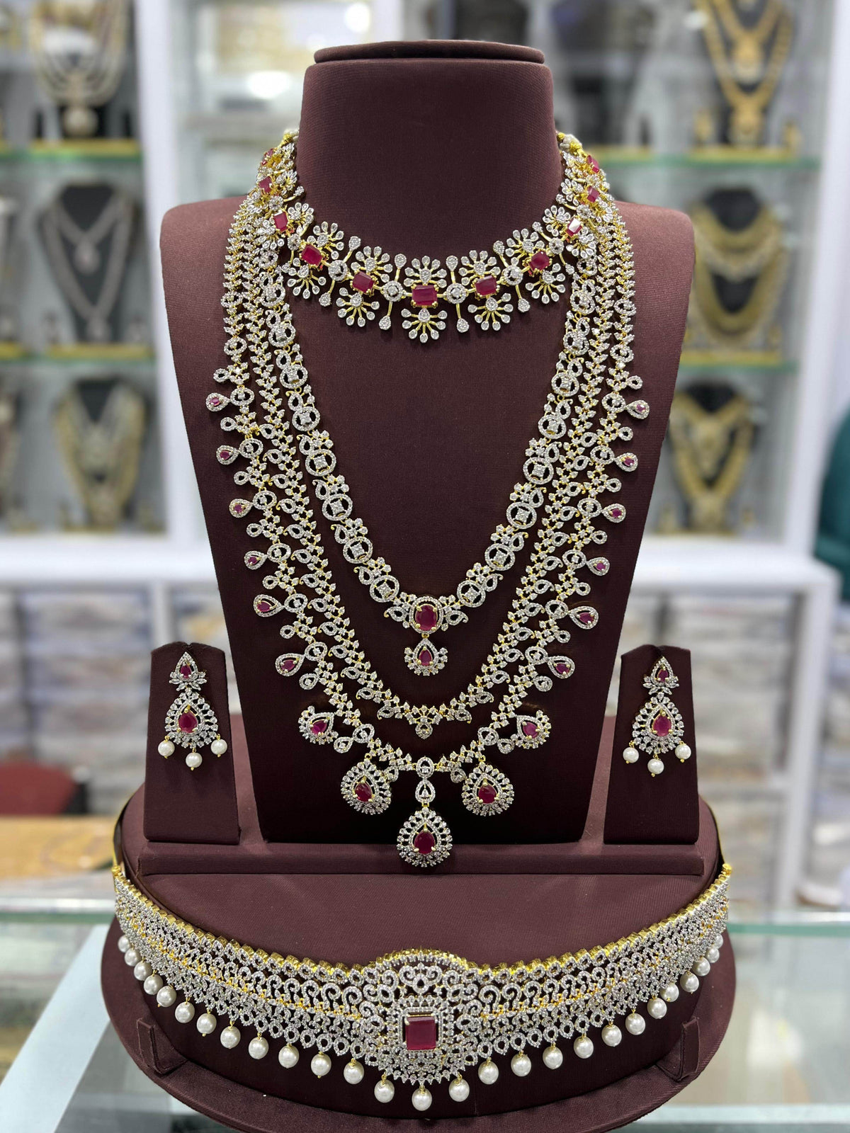 American Diamond Stones Bridal Combo Set