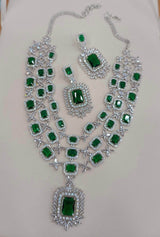 AD Stones Bridal Layer Haram (Silver Polish) - Nakshatra Jewels