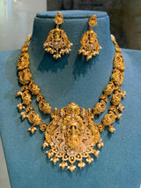 Nagasi Work with Kempu & AD Stones Bridal Necklace - Nakshatra Jewels