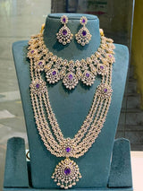 American Diamond Stones Bridal Combo Set - Nakshatra Jewels