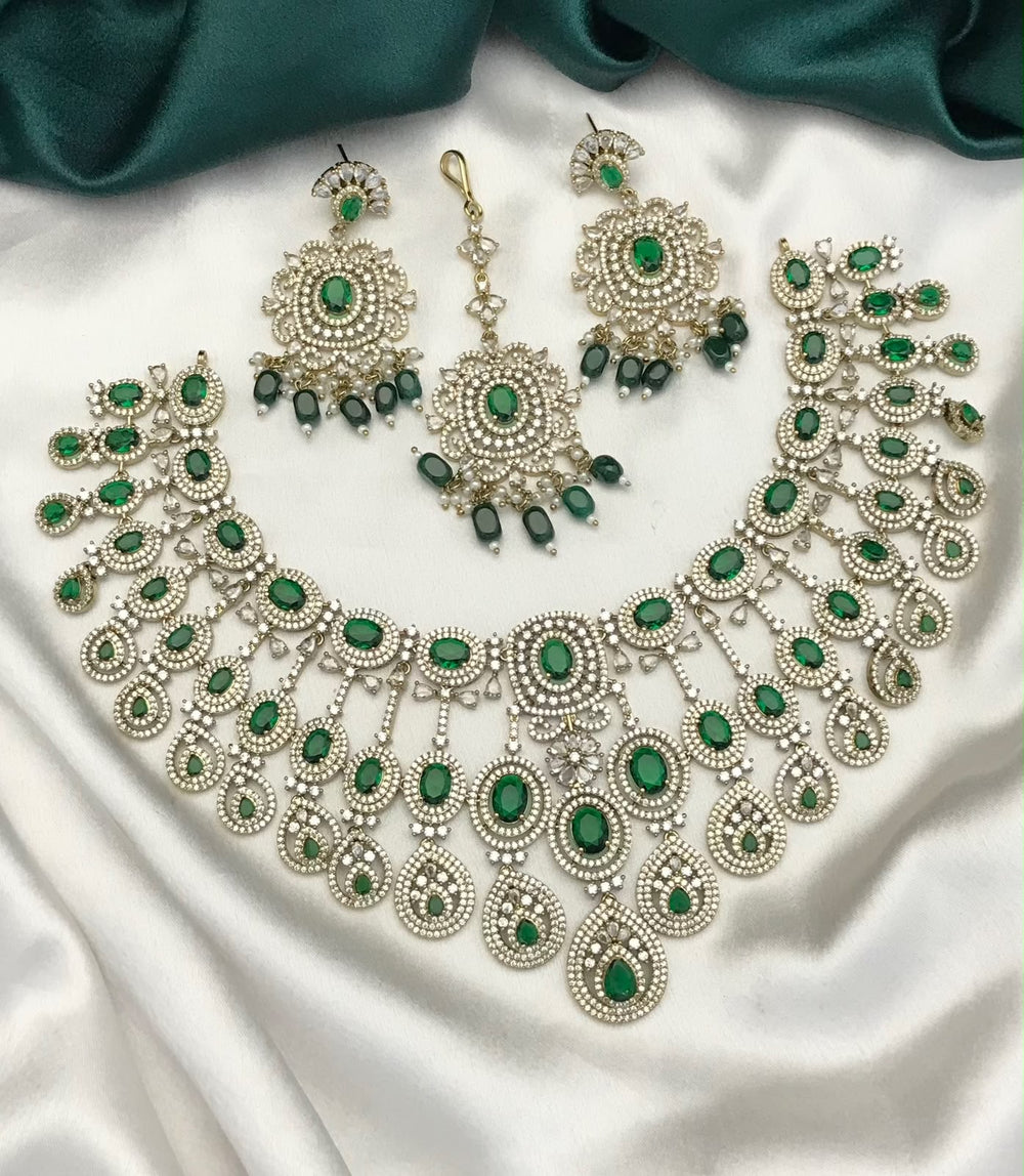 Victorian Polish with AD Stones Bridal Neck Set