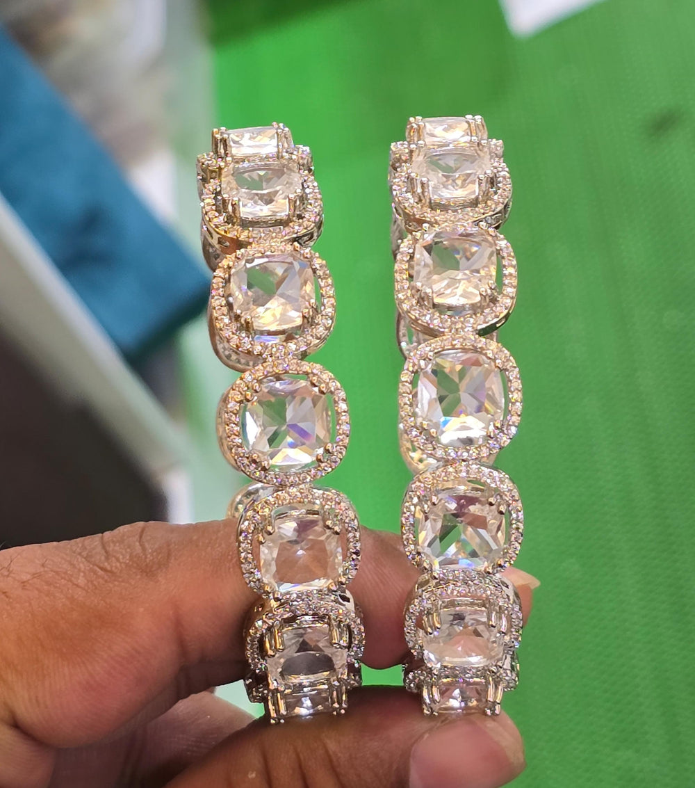 AD Stone Bangles (Silver polish)