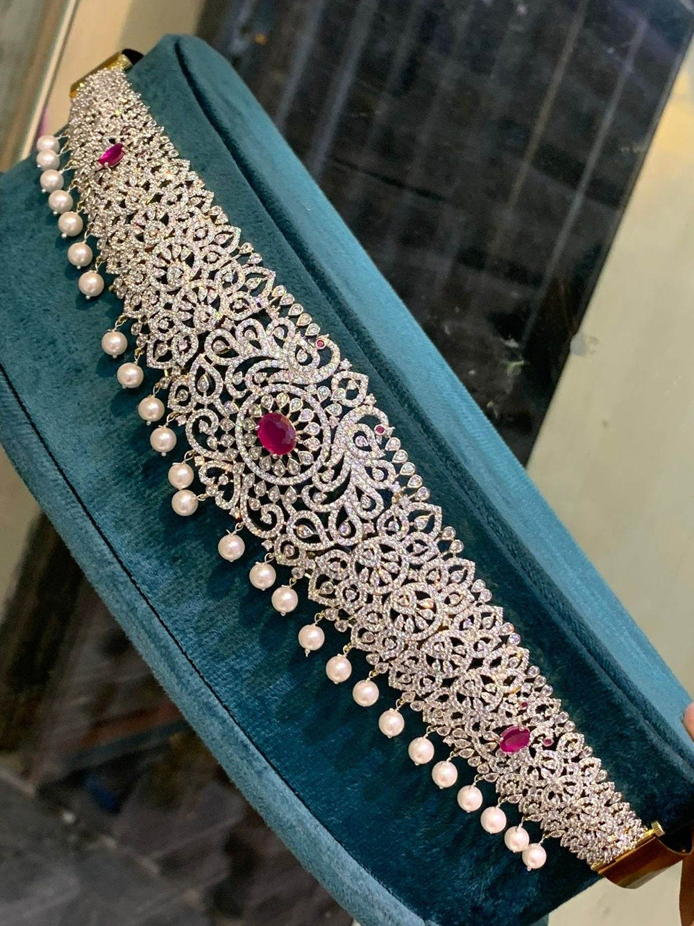 American Diamond Stones Bridal Hip Belt - Nakshatra Jewels