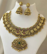 Nagasi Work with Kempu Stones Bridal Necklace - Nakshatra Jewels