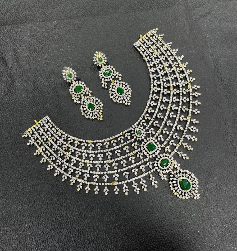 American Diamond Stones Bridal Necklace - Nakshatra Jewels