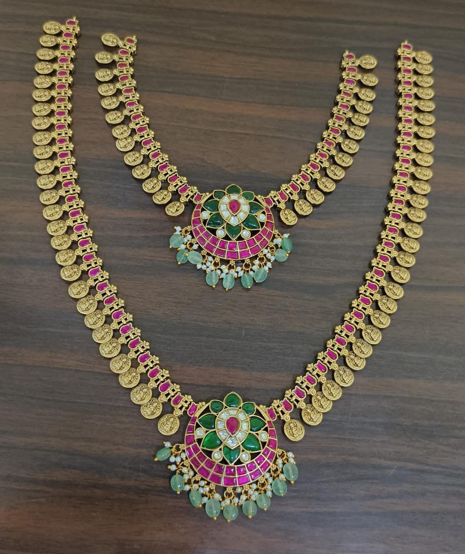 Premium Matt with Kundan Stones Bridal Kaasu Combo Set