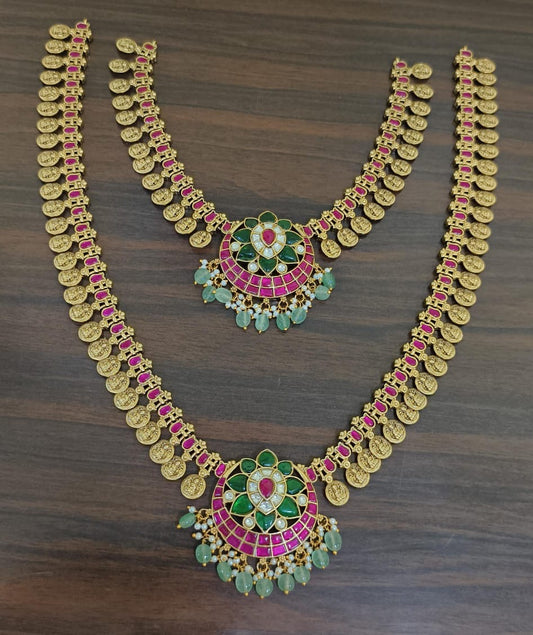 Premium Matt with Kundan Stones Bridal Kaasu Combo Set