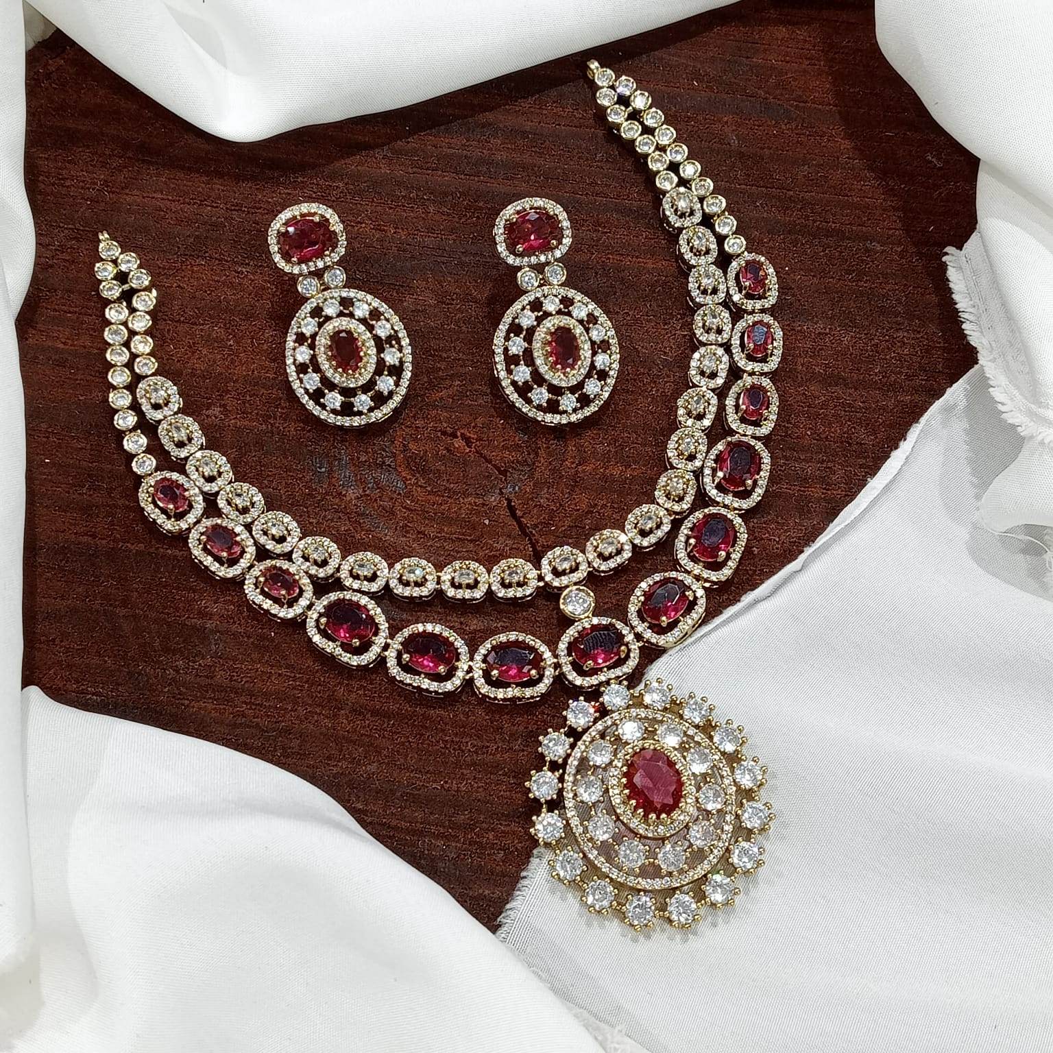 Victorian Polish AD Stones Layer Necklace - Nakshatra Jewels