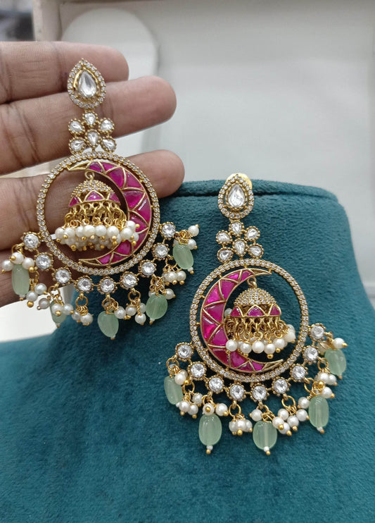Jaadu Kundan Stones Bridal Earrings - Nakshatra Jewels