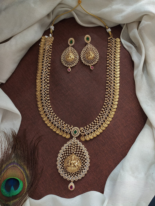 Nakshi Work with AD Stones Bridal Haram (Gold Replica)