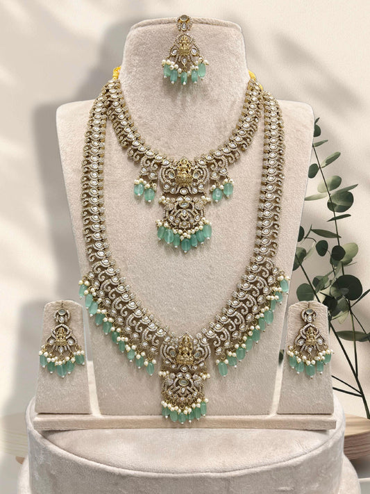 Victorian Polish with AD & Mossanite Stones Bridal Combo