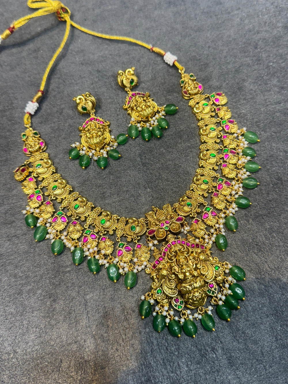 Nakshi Work with AD and Kundan Stones Bridal Necklace