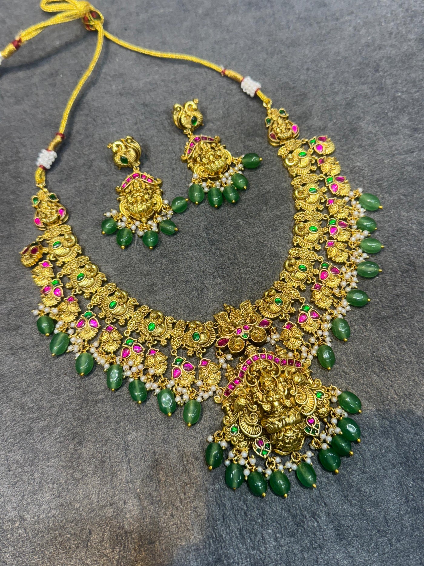 Nakshi Work with AD and Kundan Stones Bridal Necklace
