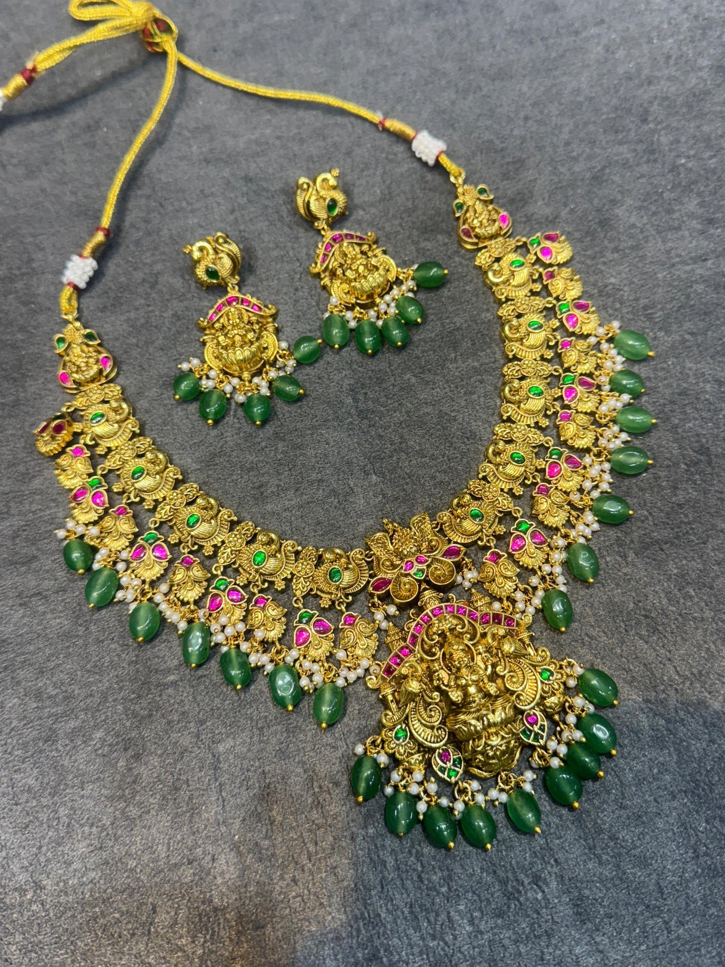 Nakshi Work with AD and Kundan Stones Bridal Necklace