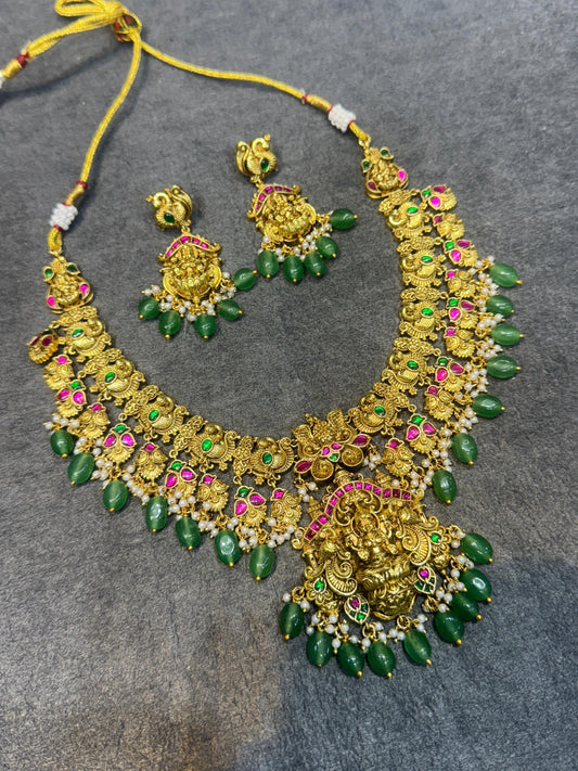 Nakshi Work with AD and Kundan Stones Bridal Necklace