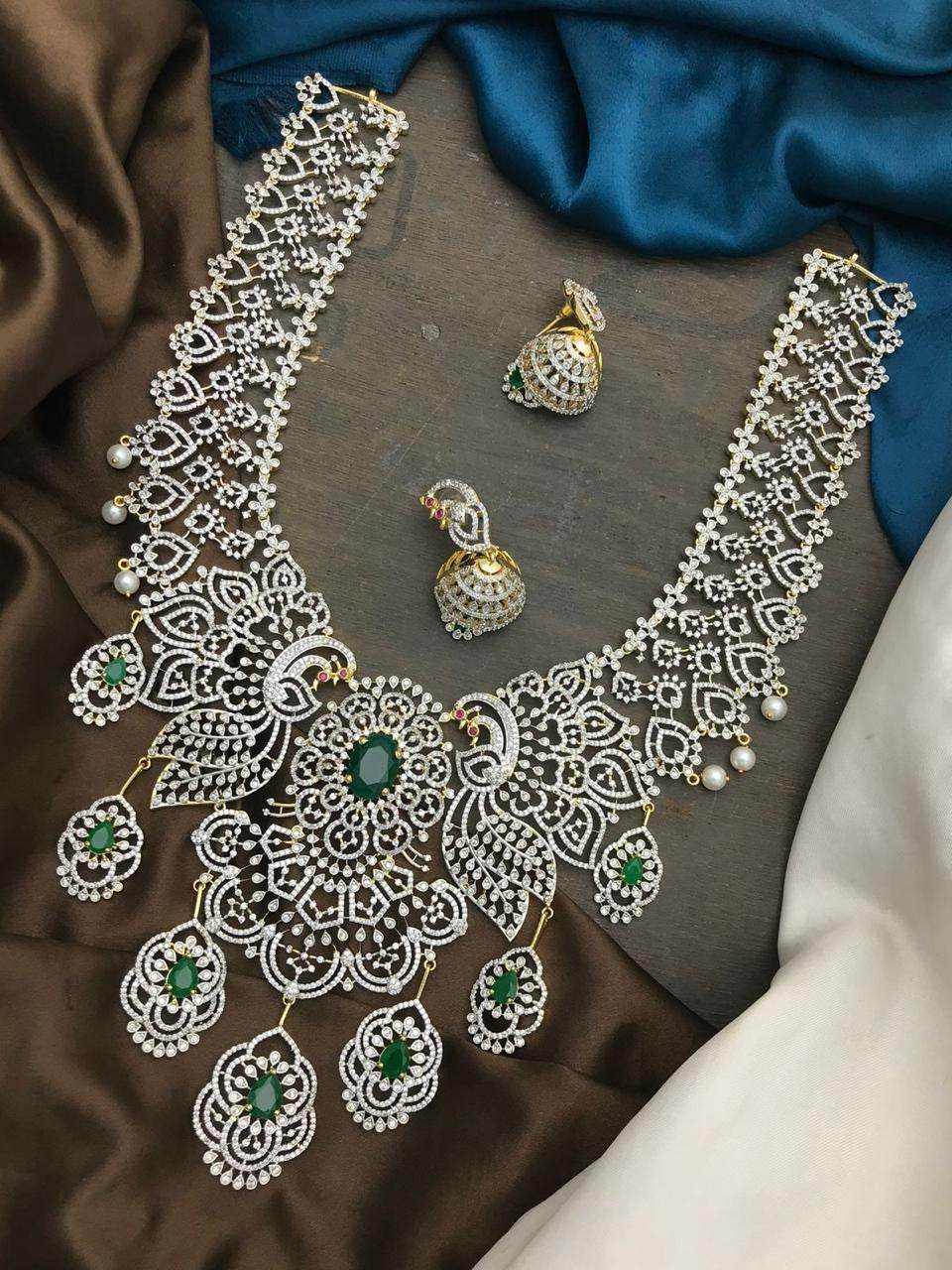 American Diamond Stones Bridal Haram - Nakshatra Jewels
