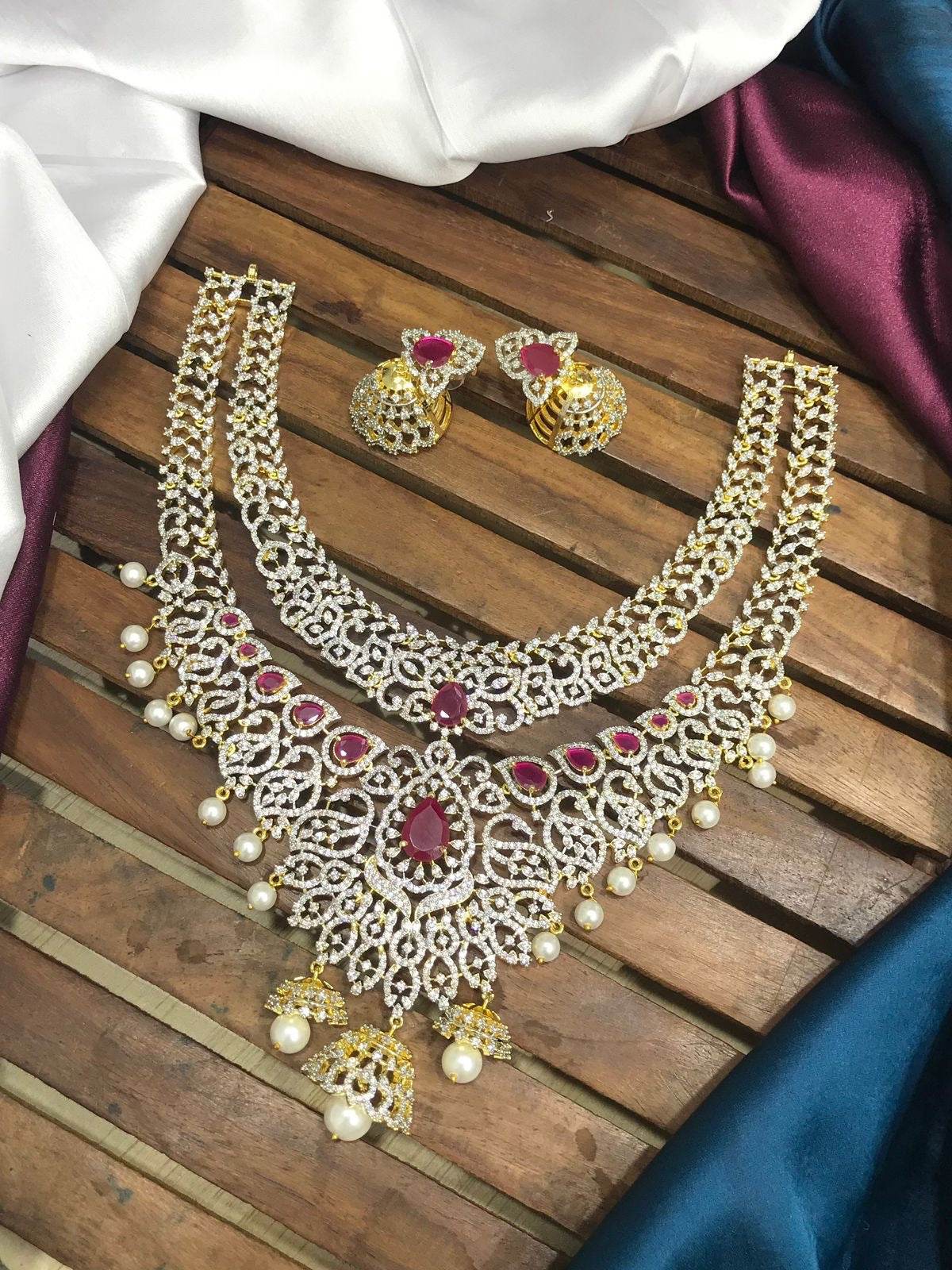 American Diamond Stones Bridal Layer Neck Set