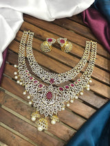 American Diamond Stones Bridal Layer Neck Set - Nakshatra Jewels