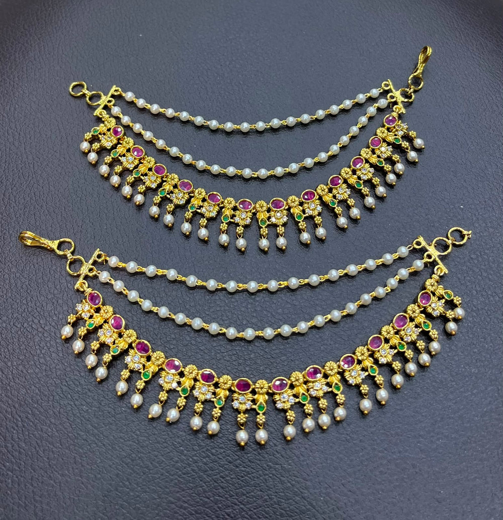 Premium Matt with Kempu Stone Ear Chains
