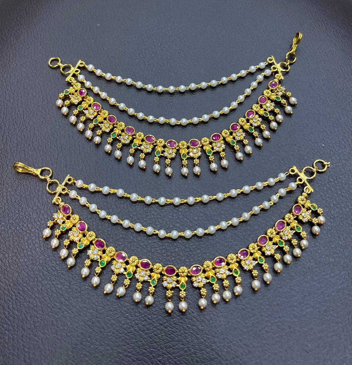 Premium Matt with Kempu Stone Ear Chains