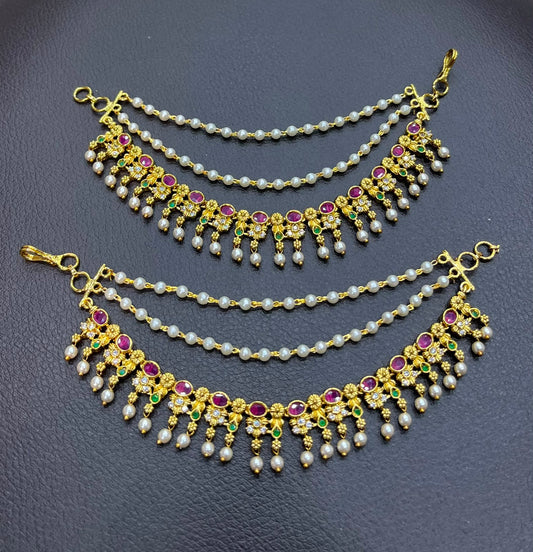 Premium Matt with Kempu Stone Ear Chains