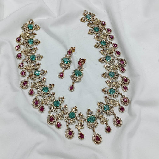 Victorian Polish with Diamond Stones Bridal Haram - Nakshatra Jewels