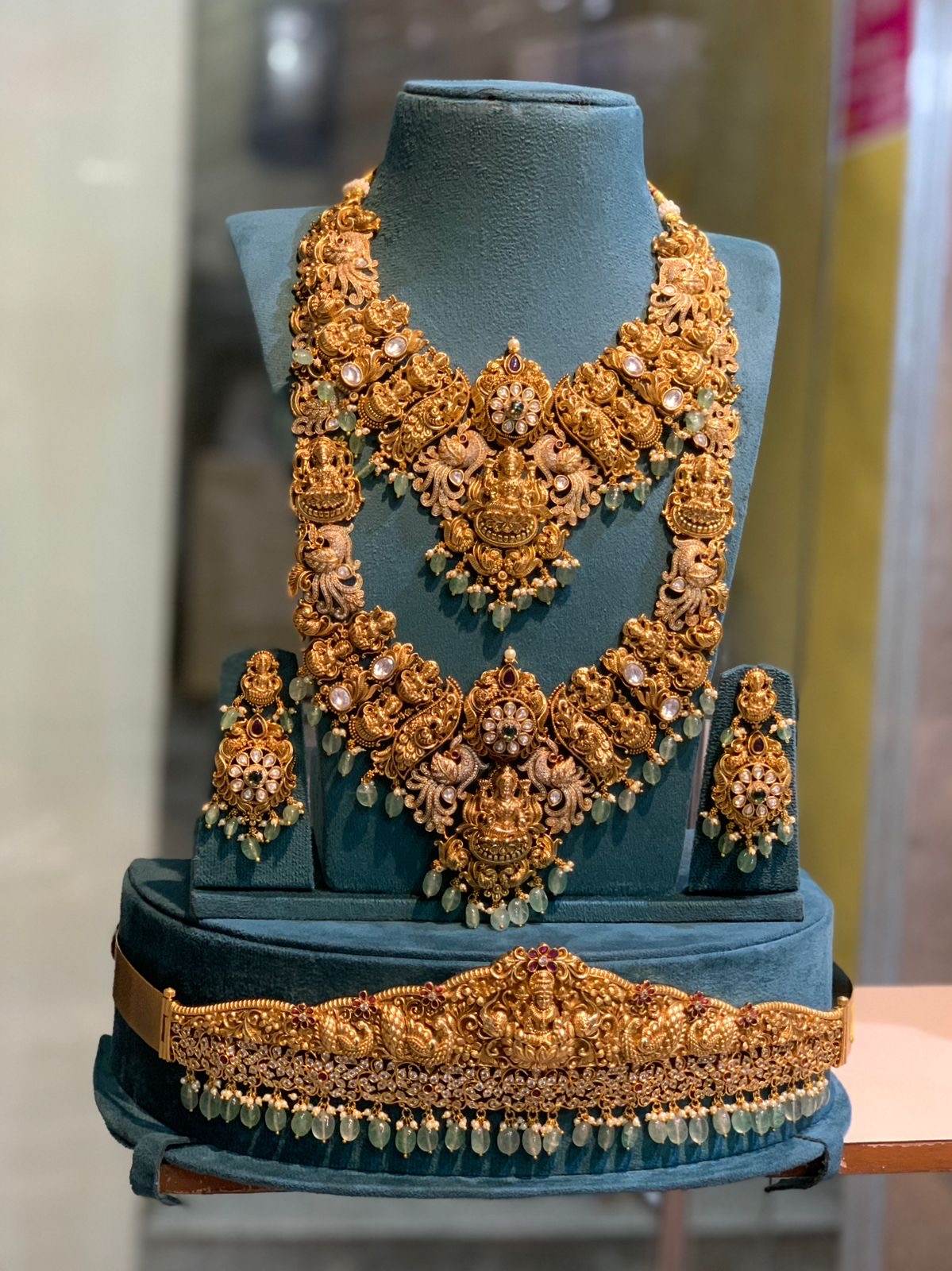 Nakshi Work with AD Stones Bridal Combo Set - Nakshatra Jewels