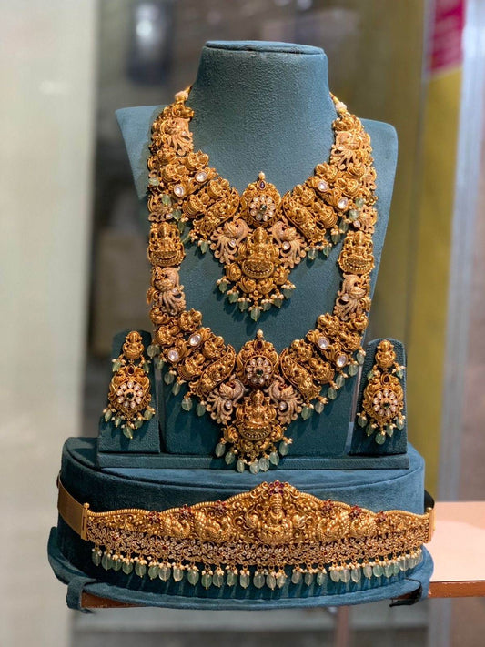 Nakshi Work with AD Stones Bridal Combo Set - Nakshatra Jewels