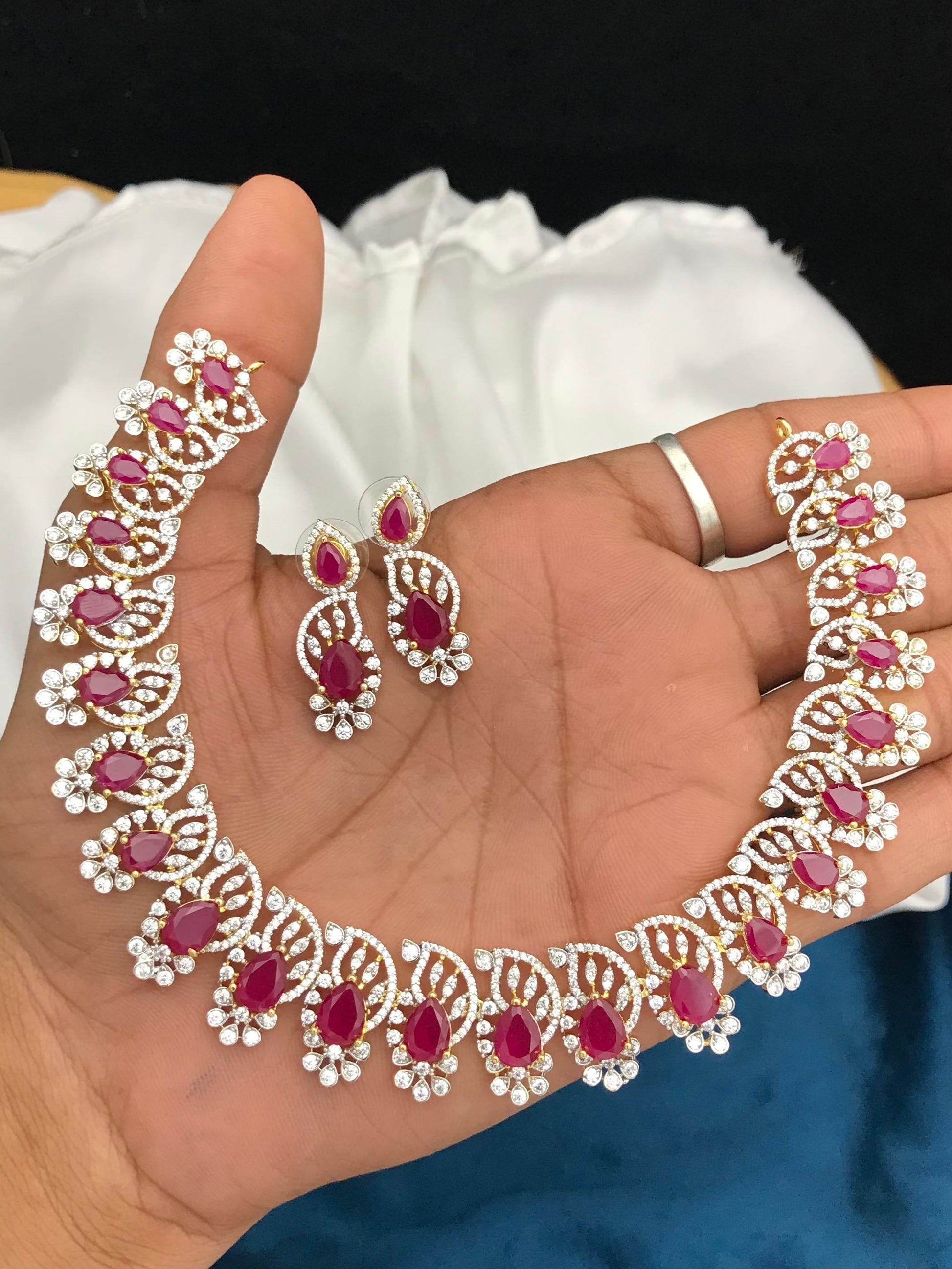American Diamond Stones Necklace - Nakshatra Jewels