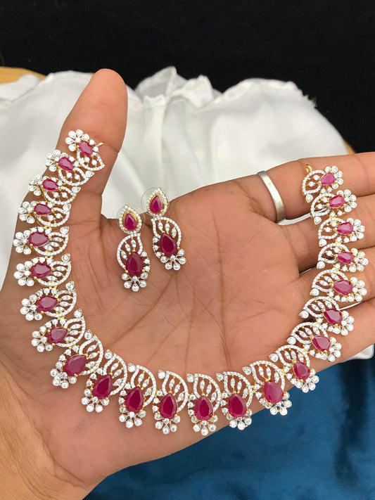 American Diamond Stones Necklace - Nakshatra Jewels