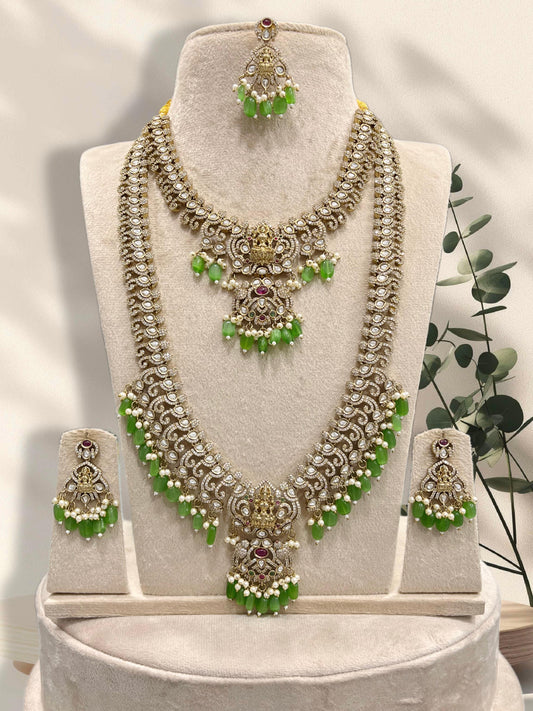 Victorian Polish with AD & Mossanite Stones Bridal Combo