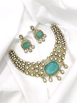 Victorian Polish with Mossianite Stones Bridal Neck Set - Nakshatra Jewels