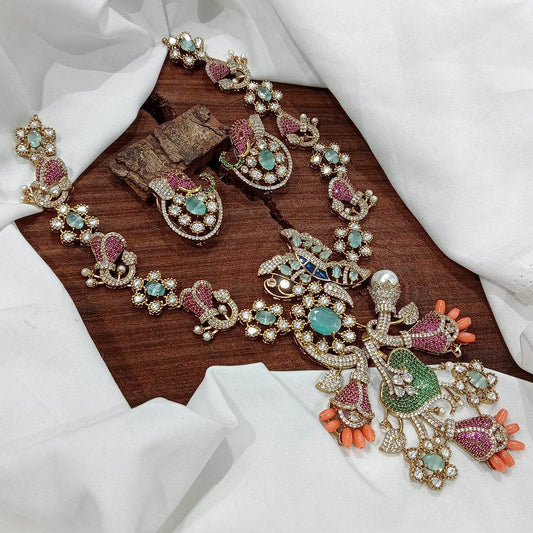 Victorian Polish with AD Stones Bridal Necklace - Nakshatra Jewels