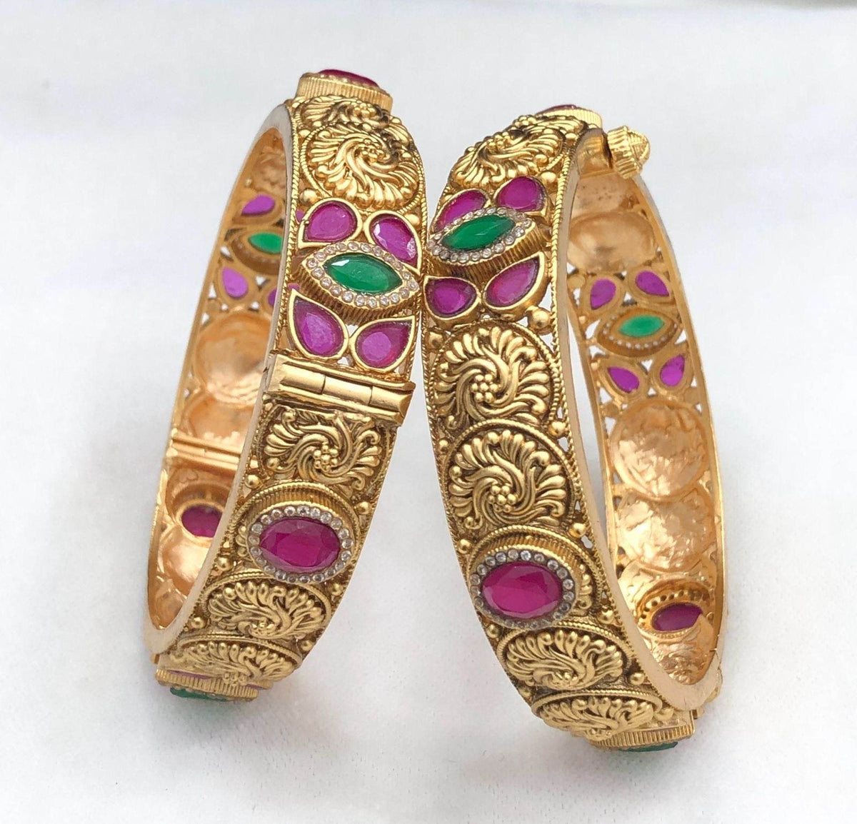 Premium Matt with Kempu Stones Bangles