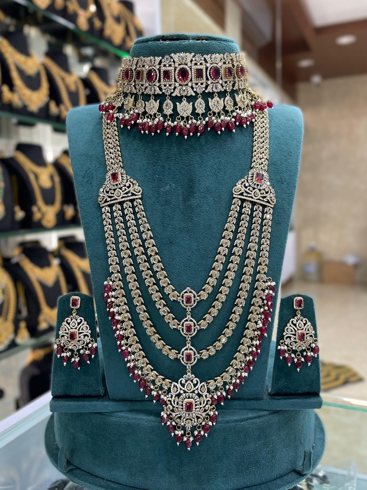 Victorian Polish with AD stones Bridal Set