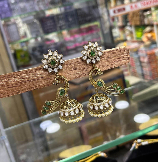 Victorian polish with Mossianite Stones Earrings - Nakshatra Jewels