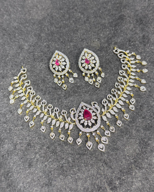 American Diamond Stones Bridal Neck set - Nakshatra Jewels