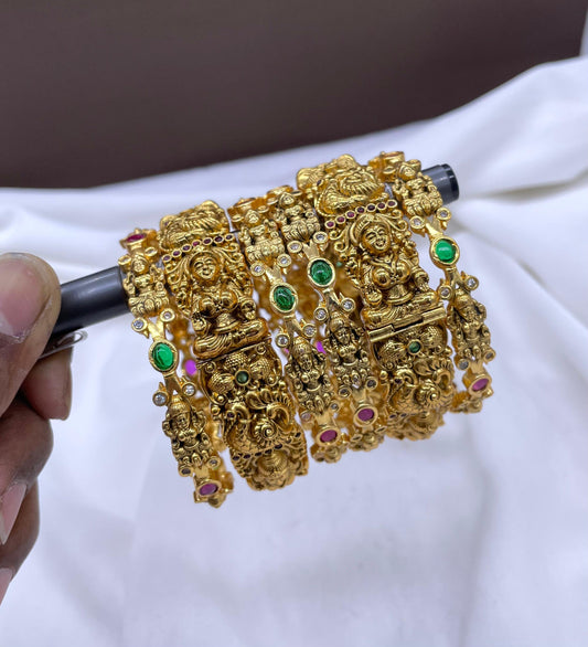 Nagasi Work with Kempu Stones Bangles