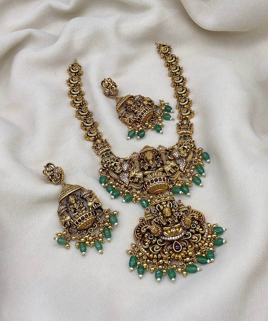 Nakshi Work with AD Stones Bridal Necklace - Nakshatra Jewels