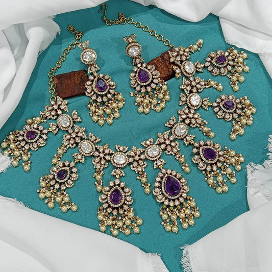 Moissanite Stones Bridal Necklace - Nakshatra Jewels