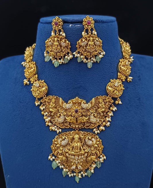 Nakshi Work with AD Stones Bridal Necklace