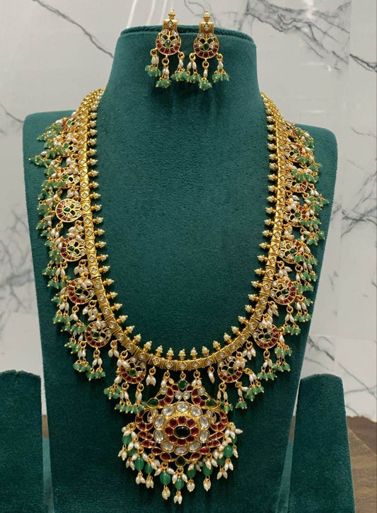 Kundan Stones With Guttapusal Bridal Haram - Nakshatra Jewels