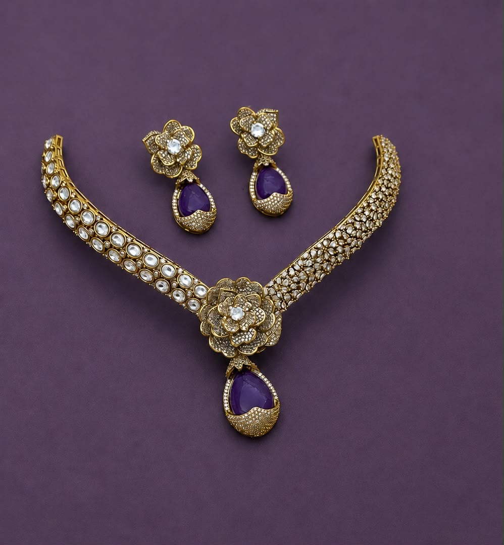 Victorian Polish with AD Stones Necklace