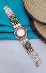 Premium Imitation Jewelry with Kundan Stone Antique Watch