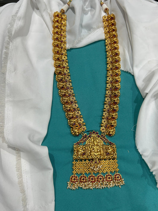 Nagasi Work with Kempu Stones Bridal Haram