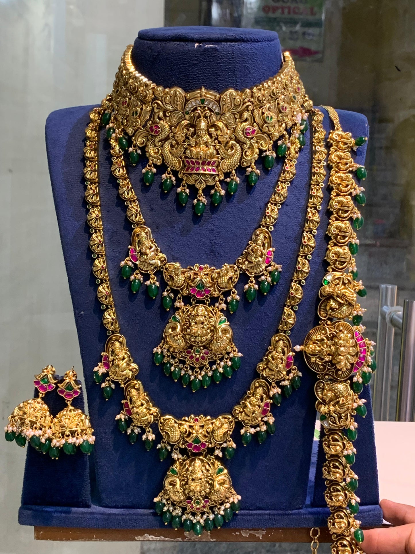 Nakshi Work with Kundan Stones Bridal Set (3D Gold Replica)