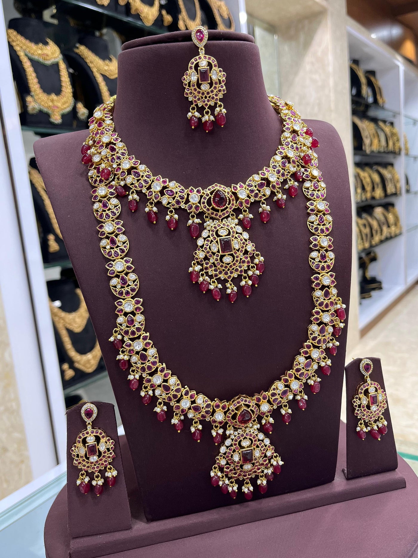 Kundan and Mossianite Stones Bridal Combo Set